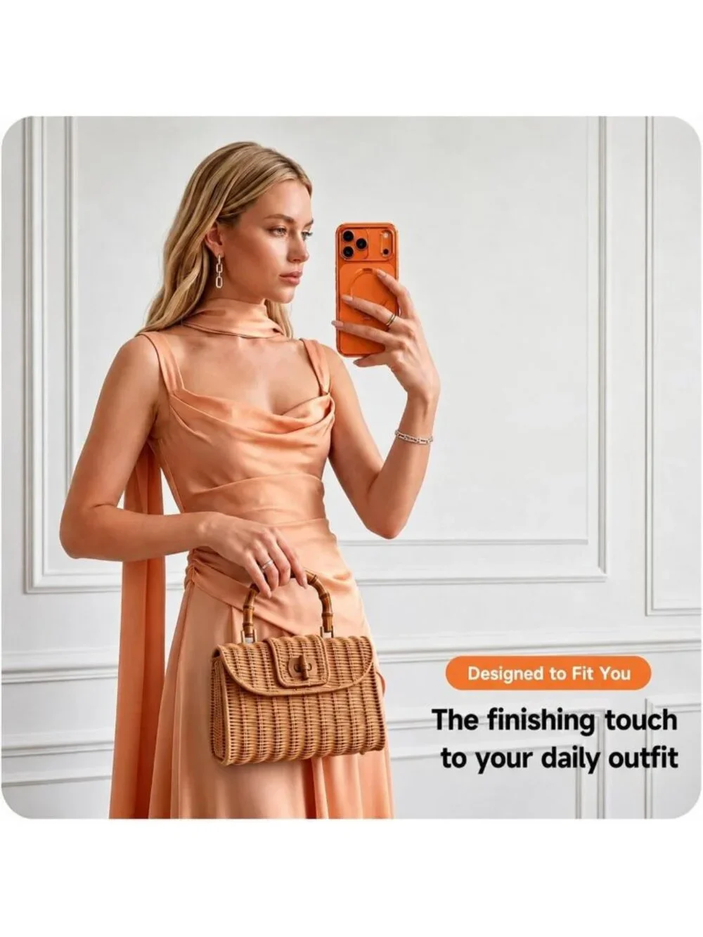 Glossy Orange 360° Spin Magnetic Stand Case for iPhone 17 Pro Max - Stylish